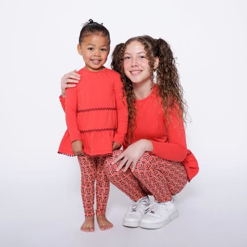 Mixed Up Clothing Girls Tiered Tunic And Legging Set In Red Multicolor