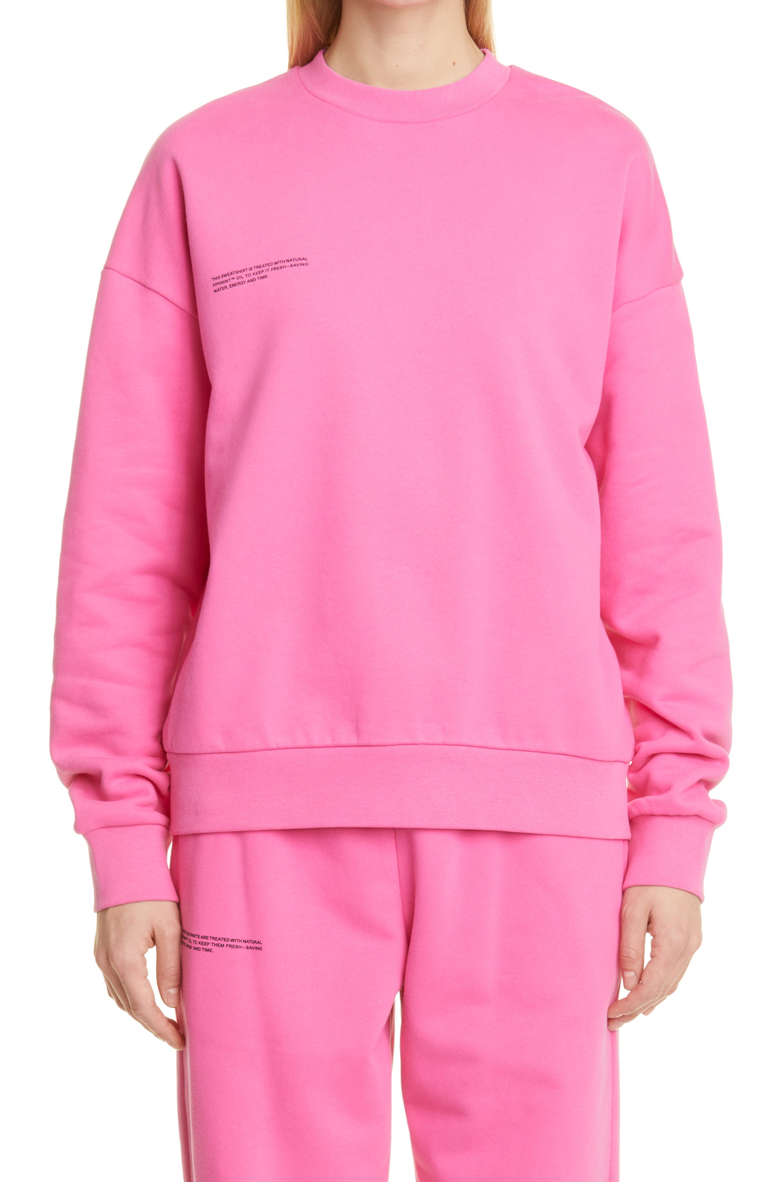 pink crewneck sweatshirt