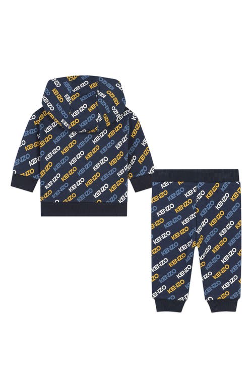 Shop Kenzo Kids' Cotton Zip Hoodie & Sweatpants Set In Navy