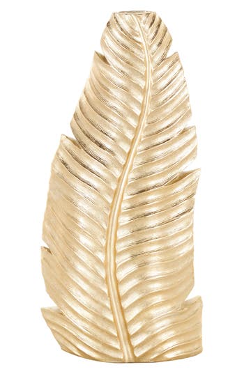 Vivian Lune Home Golden Leaf Vase In Gold