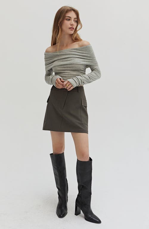 Shop Crescent Mini Cargo Skirt In Grey