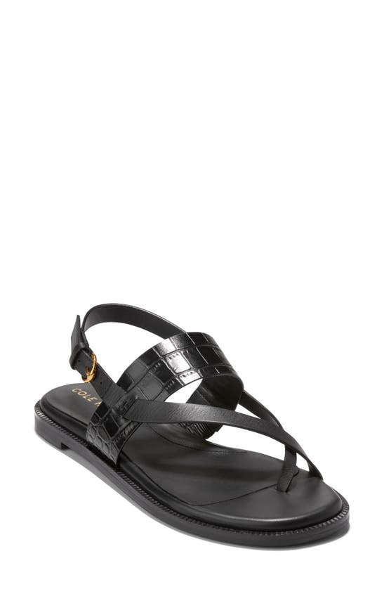 Cole Haan Women's Anica Lux Croc-embossed Leather Sandals In Black ...