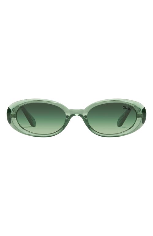 Quay Australia Felt Cute 52mm Gradient Small Oval Sunglasses in Crystal Emerald at Nordstrom