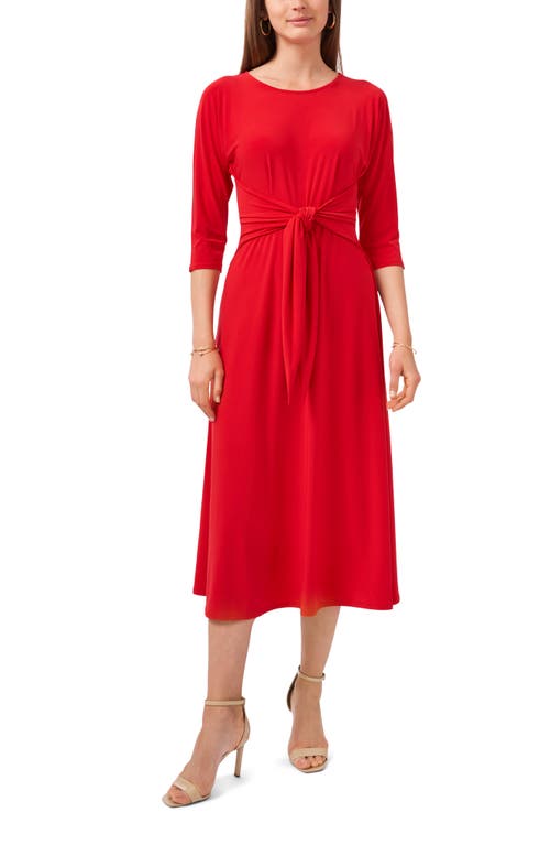 Tie Front Fit & Flare Midi Dress in Berry Spice
