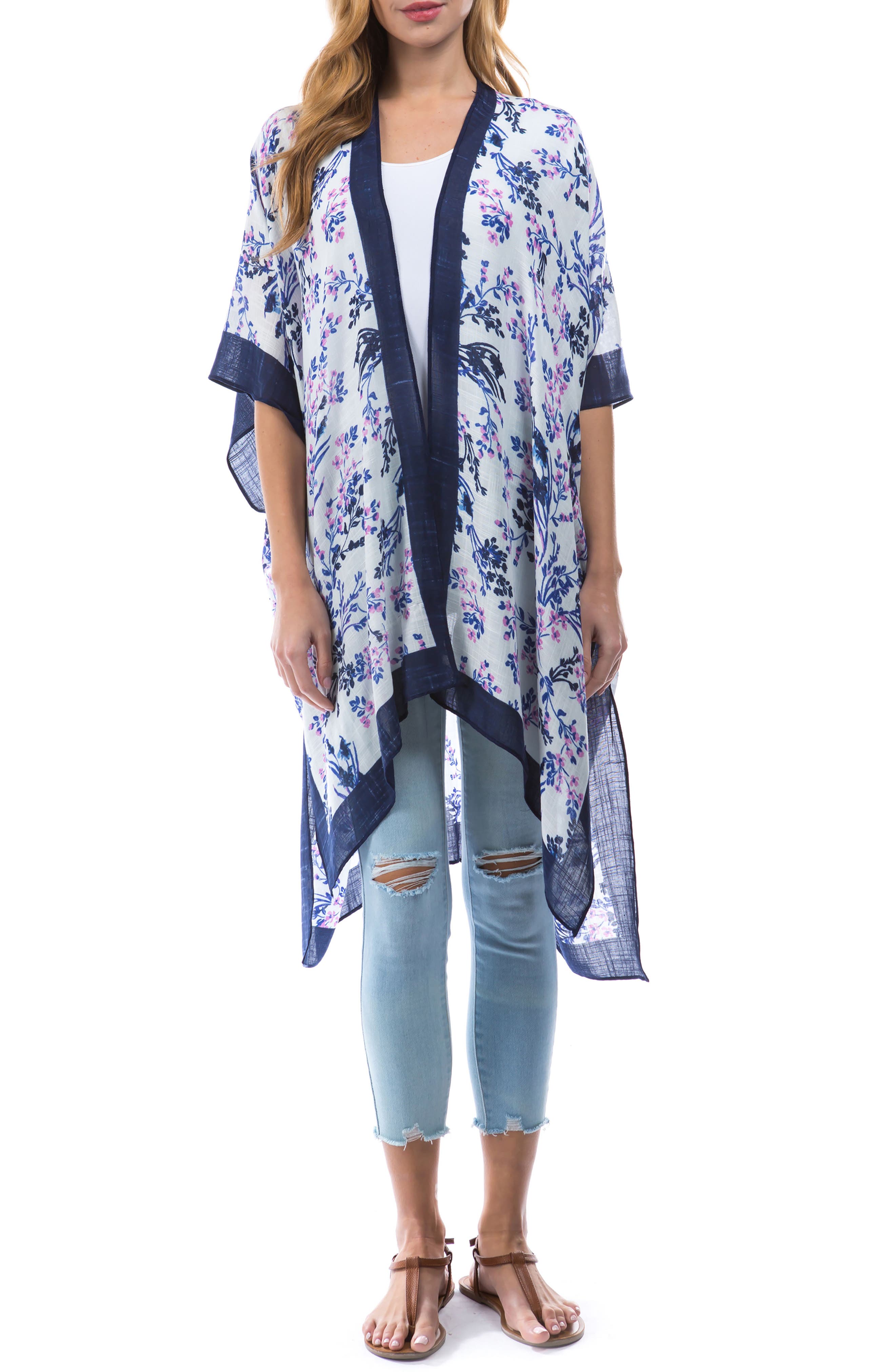 Marcus Adler Blue Floral Print Kimono