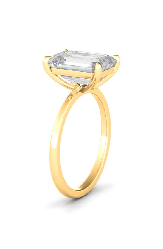 Hautecarat 18k White Gold Emerald Cut Lab Created Diamond Engagement Ring In 18k Yellow Gold
