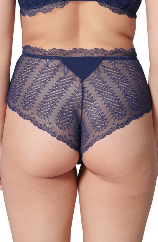 Simone Perele Canopee High-rise Lace & Crepe Retro Briefs In Midnight