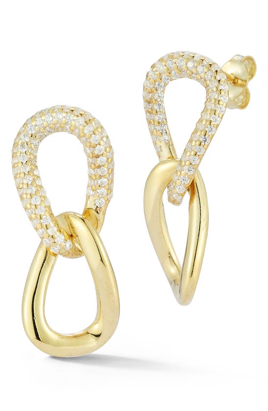Sphera Milano 14k Gold Plated Sterling Silver Pavé Cz Teardrop Earrings
