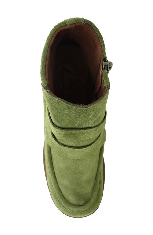 Ziginy Bertina Water Resistant Platform Bootie In Olive Suede