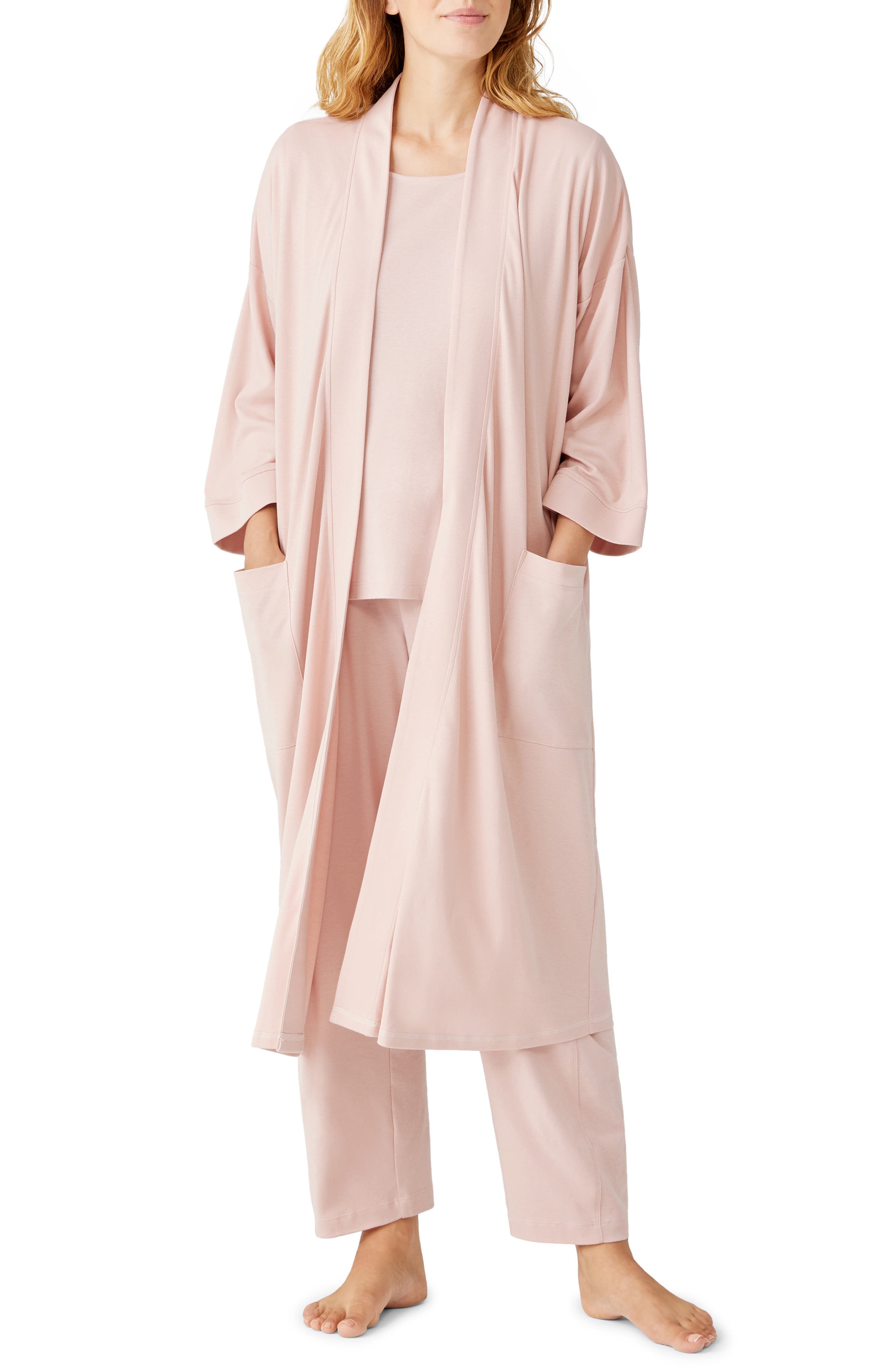 Eileen Fisher Sleepwear Boxy Organic Cotton Belted Robe