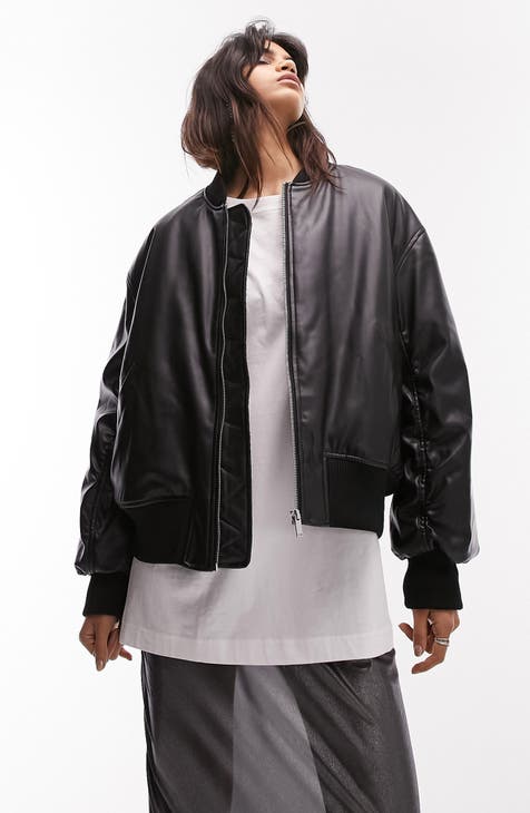 BDG Billy Faux Leather Bomber Jacket