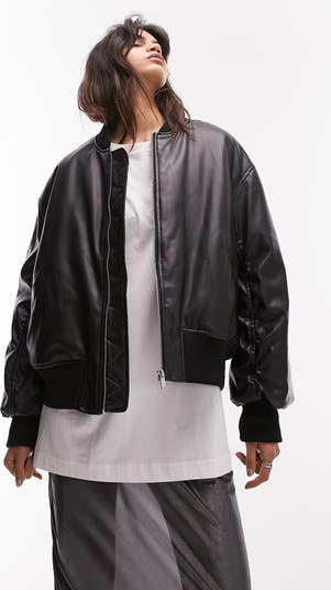 XAIA | Faux Leather Convertible Bomber Jacket