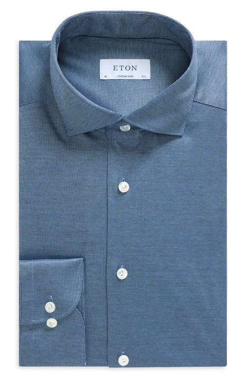 Shop Eton Slim Fit Double Mercerized Jersey Dress Shirt In Medium Blue