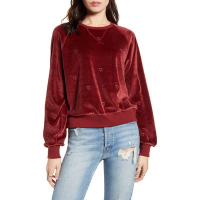 Rails Mika Heart Embroidery Velvet Sweatshirt, Pink