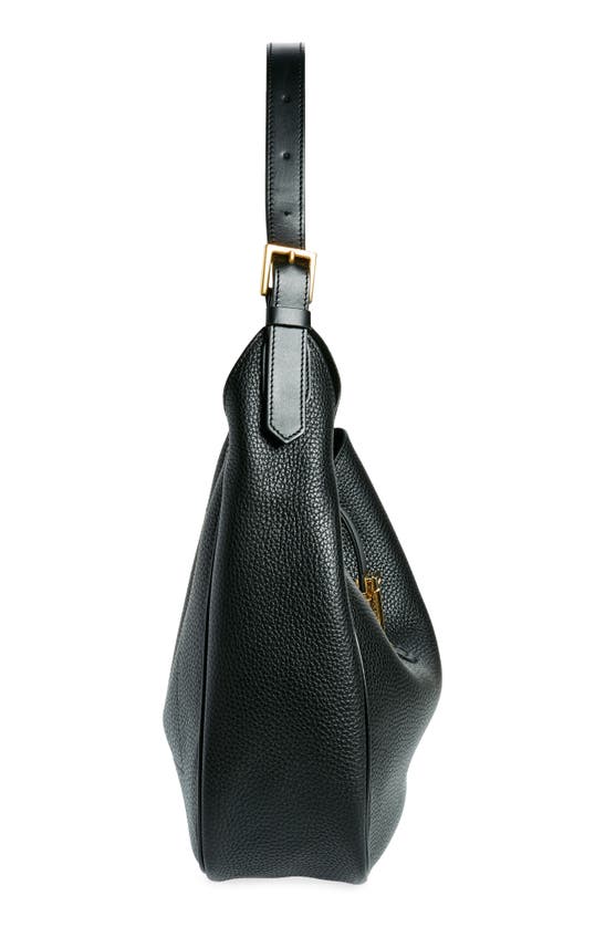 Shop Tom Ford Medium Monarch Leather Hobo Bag In Black