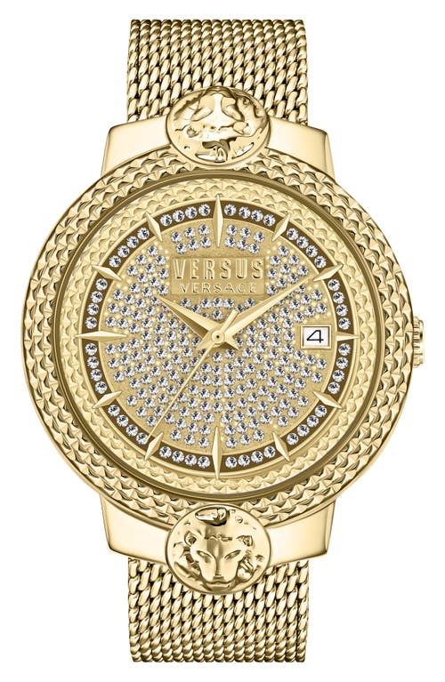 VERSUS Versace Mouffetard Mesh Band Watch, 38mm in Ip Yellow Gold at Nordstrom