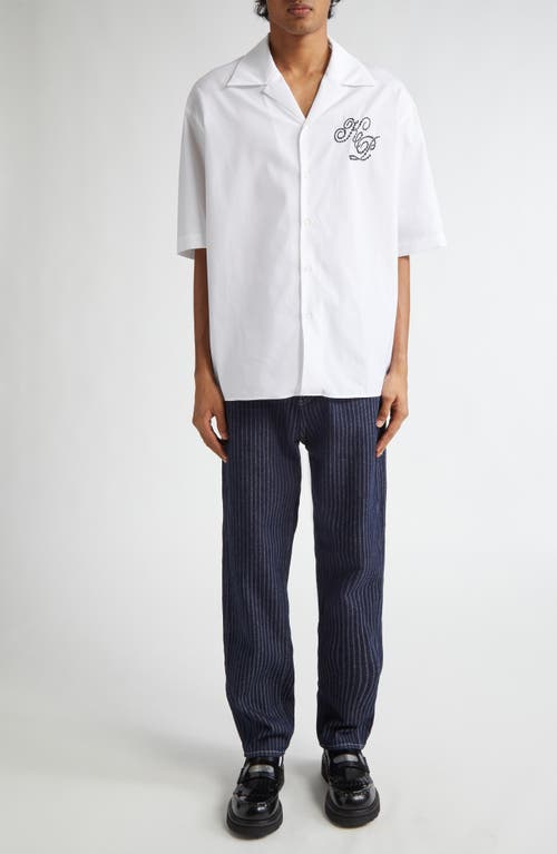 Shop Kenzo Constellation Oversize Embroidered Camp Shirt In White