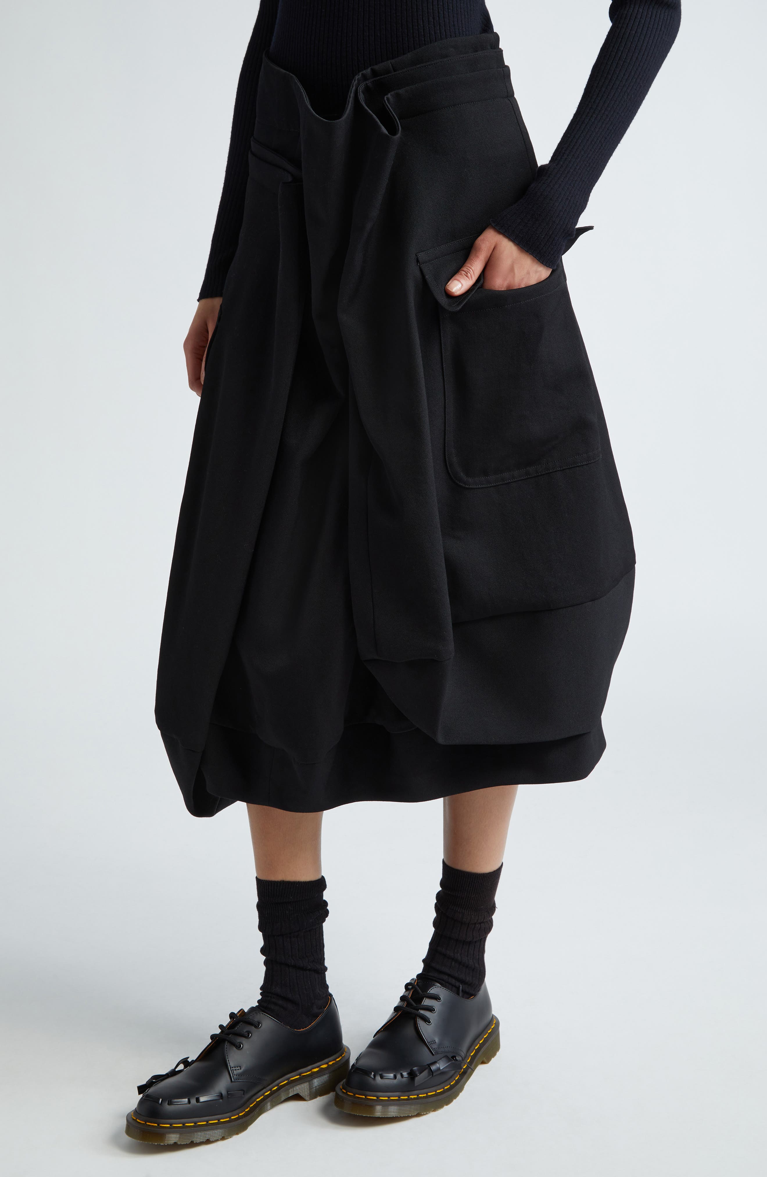 Comme des Garçons Asymmetric Ruched Wool Gabardine Skirt | Nordstrom