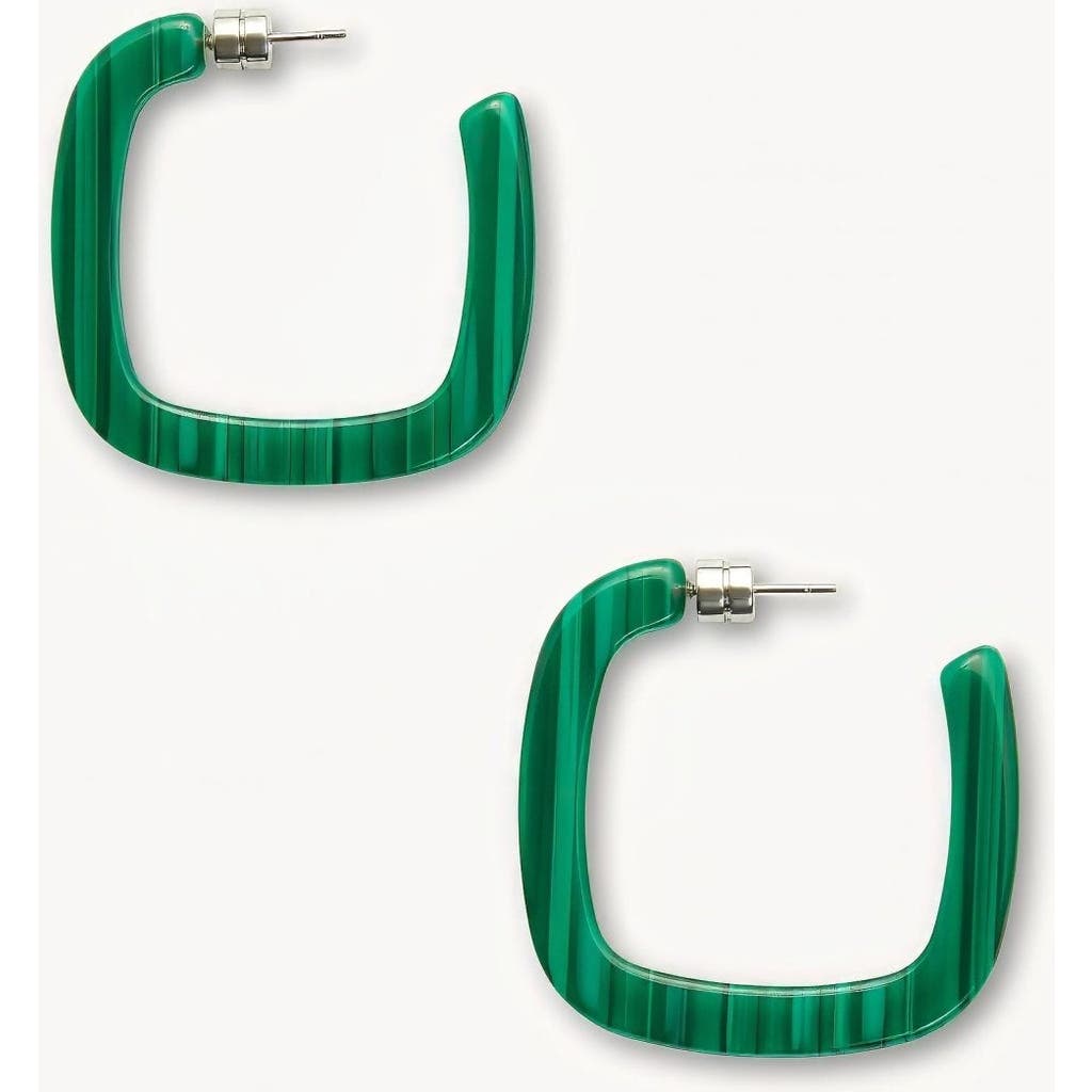 Machete Midi Square Hoops In Malachite