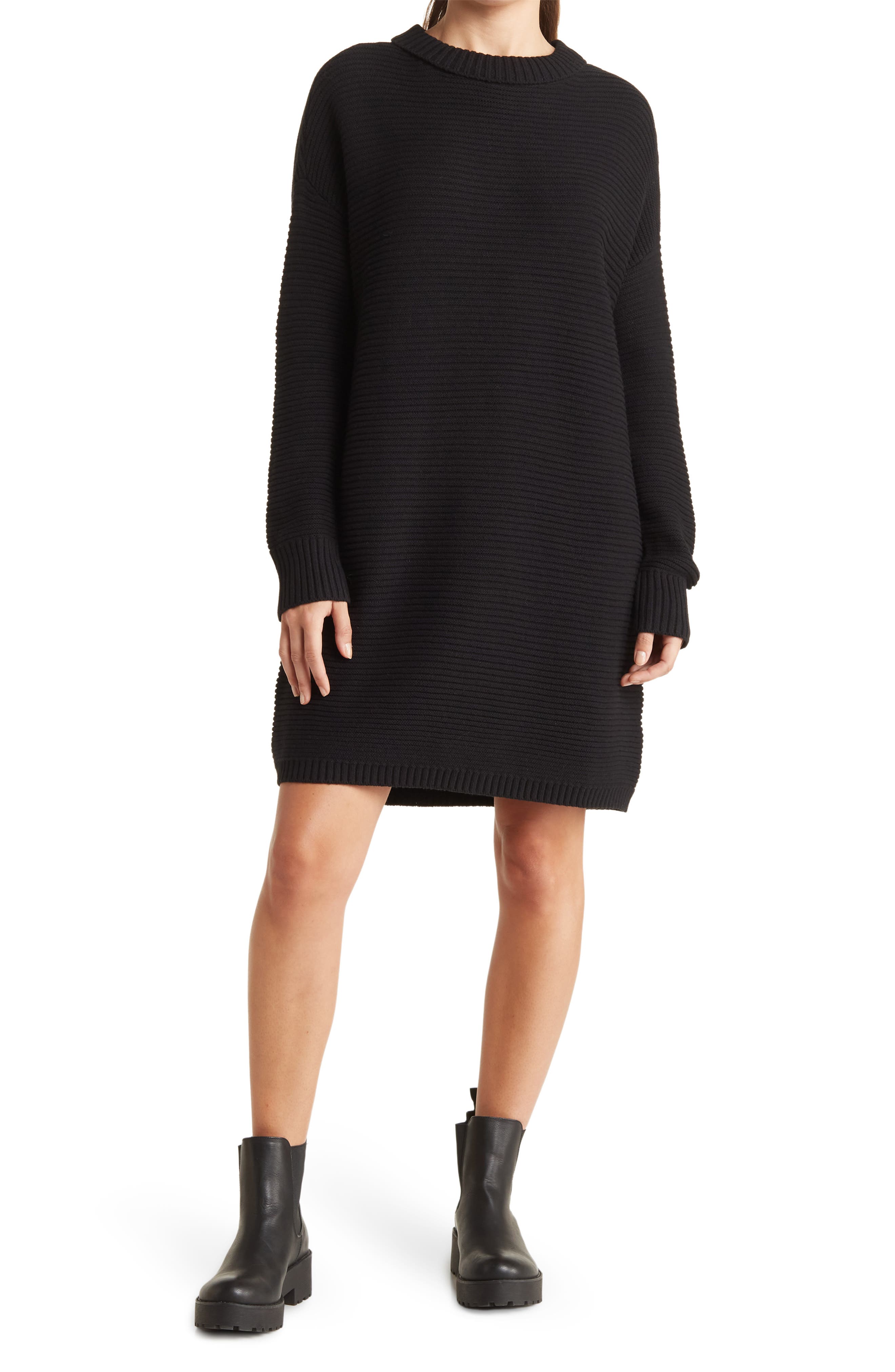 Mock Neck Mini Sweater Dress 