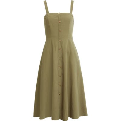 Lulus Pippie Button Front Midi Sundress, Green