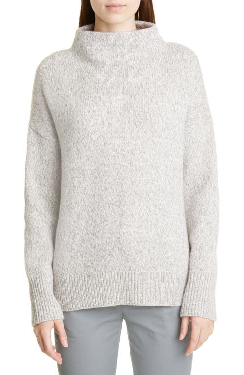 Vince Marled Funnel Neck Wool Blend Sweater in Heather Grey/Off White