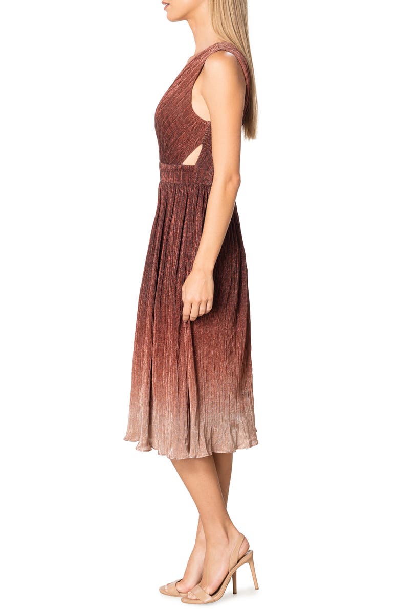 Dress the Population Ellery Shimmer Ombré Midi Cocktail Dress, Alternate, color, Burgundy Multi