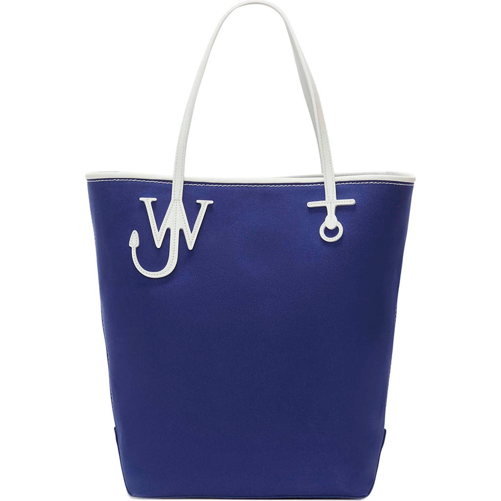 Jw Anderson Tall Anchor Canvas Tote In Blue/white