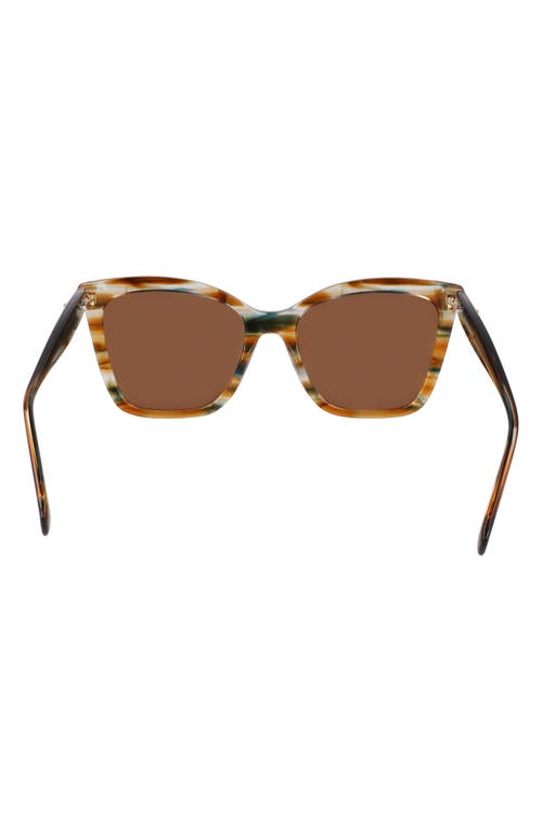 Longchamp Le Pliage 54mm Gradient Cat Eye Sunglasses In Striped Brown/petrol