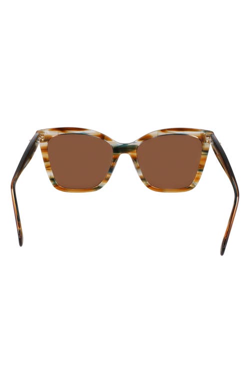 Shop Longchamp Le Pliage 54mm Gradient Cat Eye Sunglasses In Striped Brown/petrol