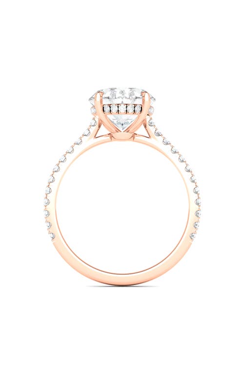 Hautecarat Oval Cut Pavé Lab Grown Diamond Ring In 2.00 Ctw 18k Rose Gold
