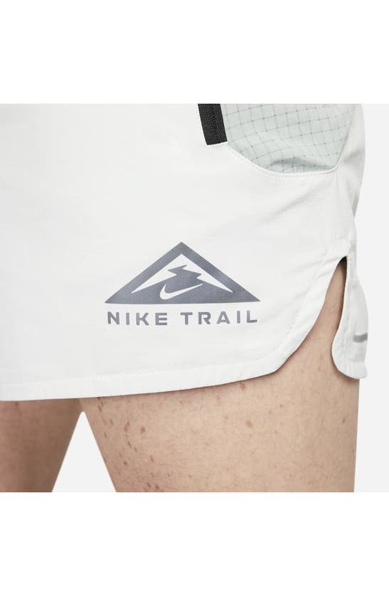 Shop Nike Second Sunrise 5-inch Brief Lined Trail Running Shorts In Silver/ Mica Green/ Black