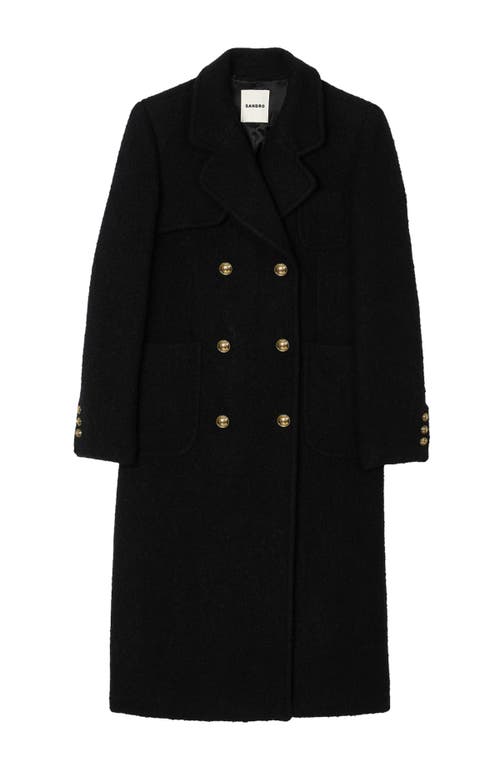 Shop Sandro Long Double-breasted Coat In Black