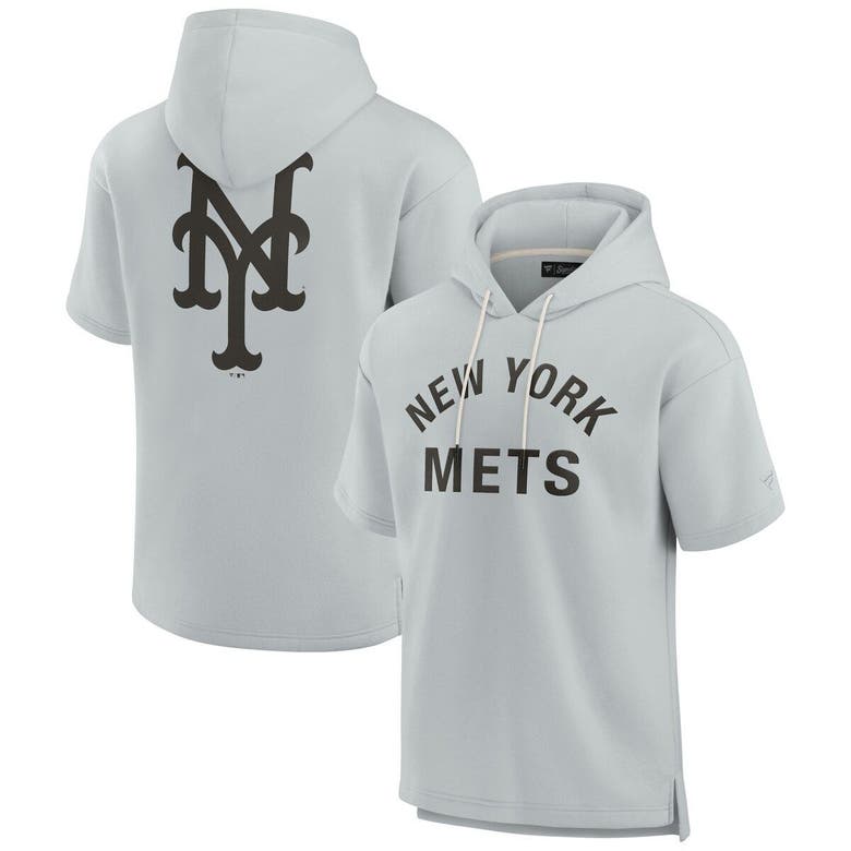Shop Fanatics Signature Unisex  Gray New York Mets Elements Super Soft Fleece Short Sleeve Pullover Hoodie