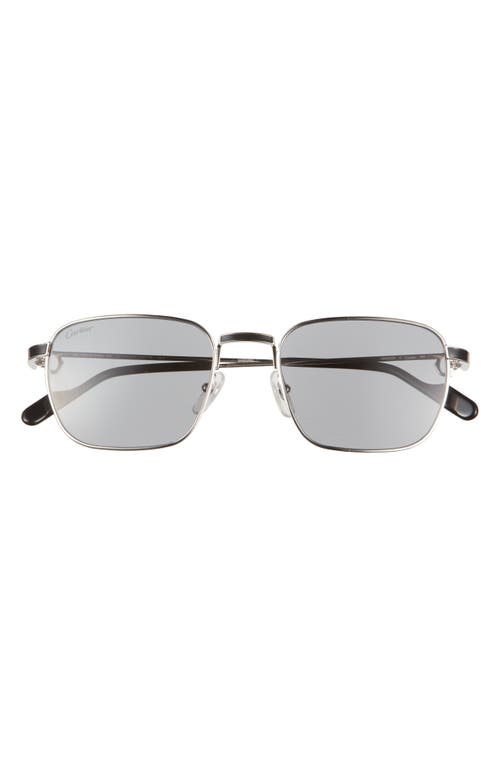 Shop Cartier 54mm Rectangular Sunglasses In Silver