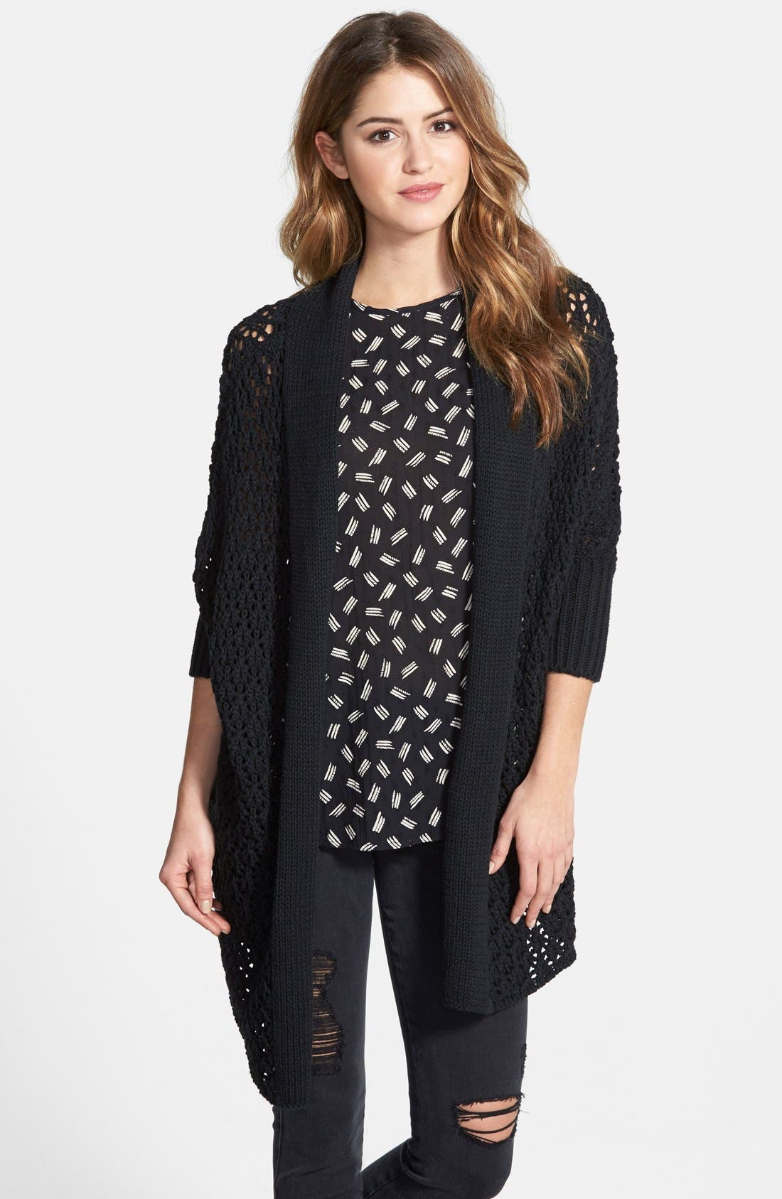 Lucky Brand Crochet Knit Long Cardigan Nordstrom