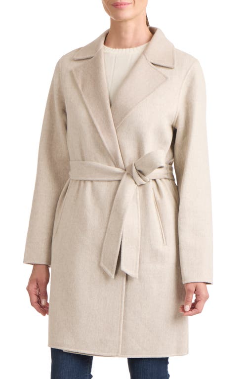 Shop Sofia Cashmere Double Face Wool & Cashmere Wrap Coat In Beige/oatmeal