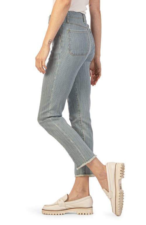 Shop Kut From The Kloth Reese Frayed Stripe High Waist Ankle Slim Straight Leg Jeans In Volant