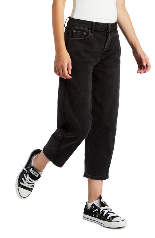 Shop Tractr Kids' Crop Barrel Leg Jeans In Black Wash