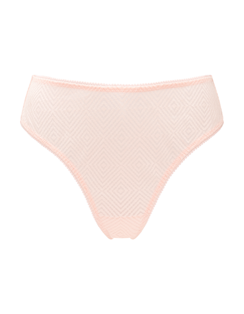 Nudea The Sheer Deco High Leg Brief In Blush Pink
