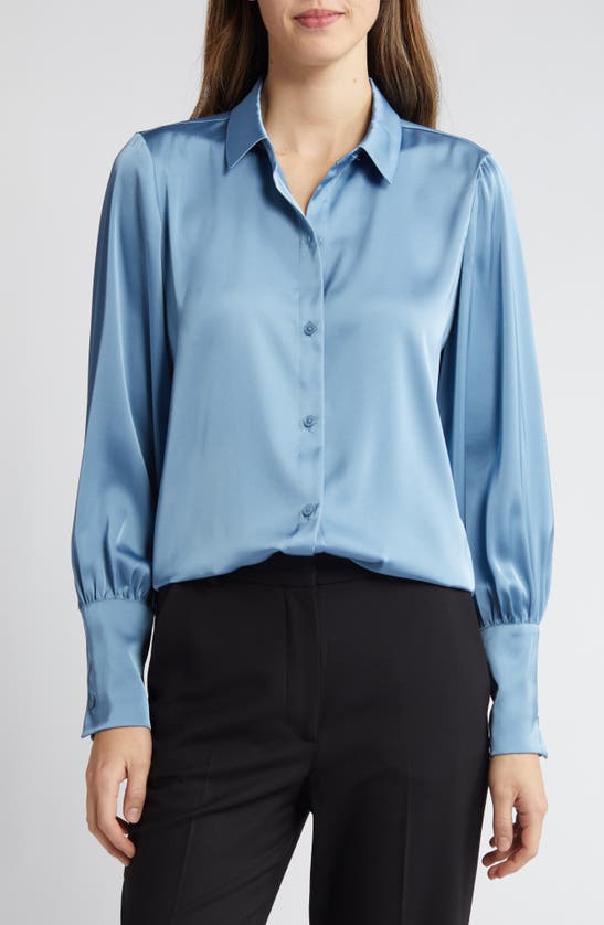 Halogen Button-up Shirt In Shadow Blue