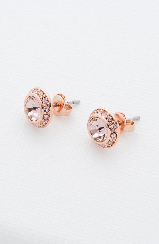 Shop Ted Baker Soletia Solitaire Crystal Halo Stud Earrings In Rose Gold Tone Vint Rose Crys