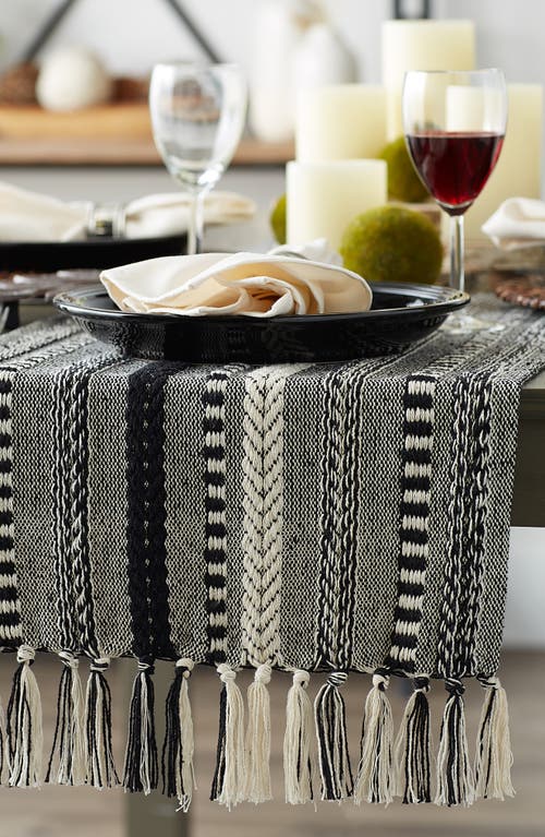Design Imports Braided Stripe Table Runner In Black