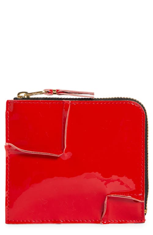 Comme Des Garçons Wallets Patent Leather Half Zip Wallet In Red