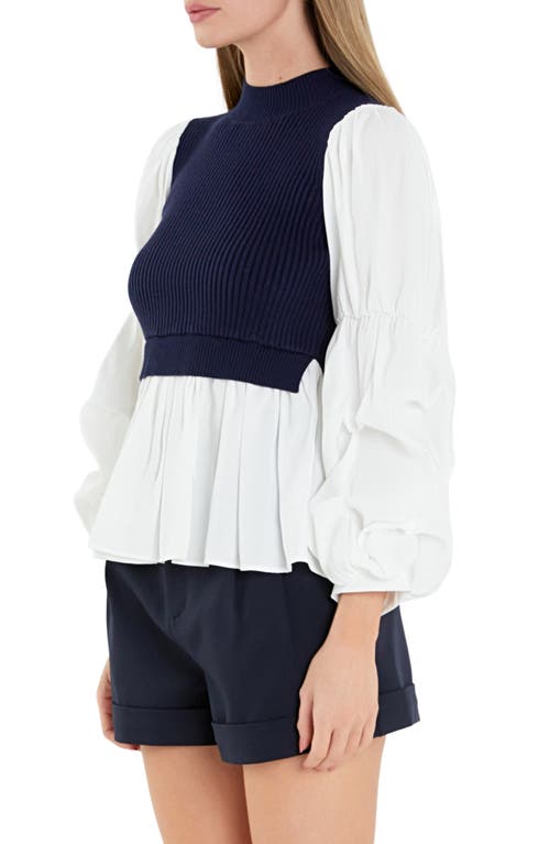English Factory Combo Top In Navy/white