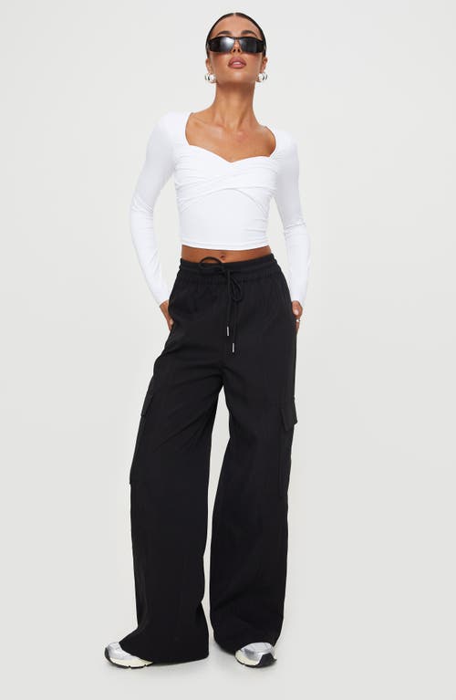 Princess Polly Dunford Crossover Long Sleeve Top In White