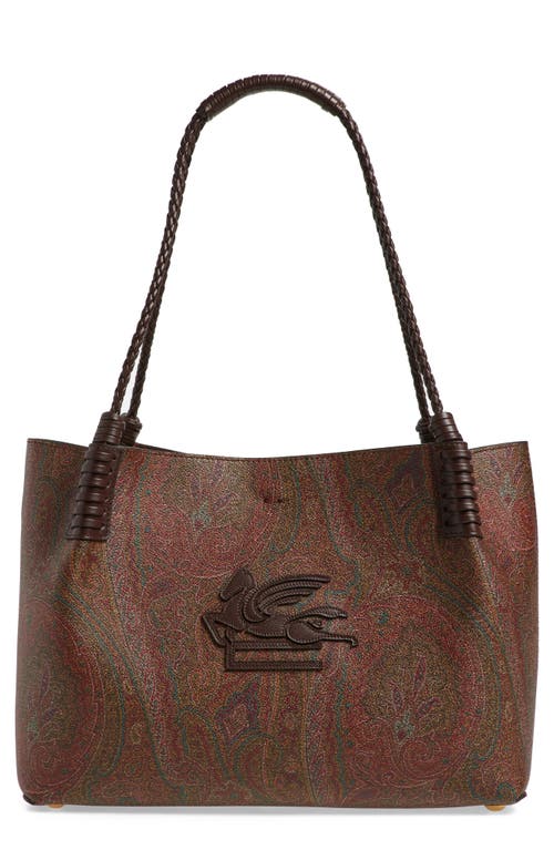 Shop Etro Small Libra Pegaso Tote In M0019 Brown 2