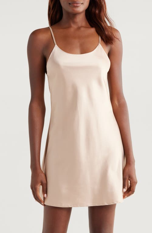 Shop Natori Glamour Stretch Satin Chemise In Cafe