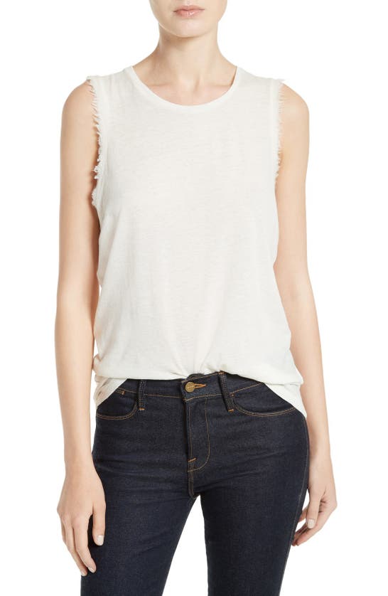 Majestic Cotton & Cashmere Sleeveless Tee In Blanc Hiver