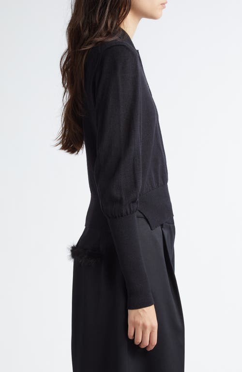 Shop Simone Rocha Crystal Embellished Merino Wool & Silk Polo Sweater In Black/pearl/clear